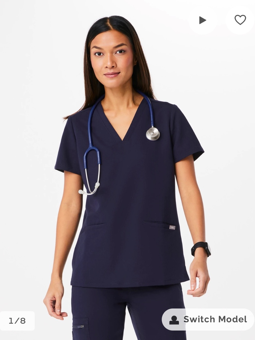 FIGS Casma Technical Collection Scrub Top | Navy | Size L